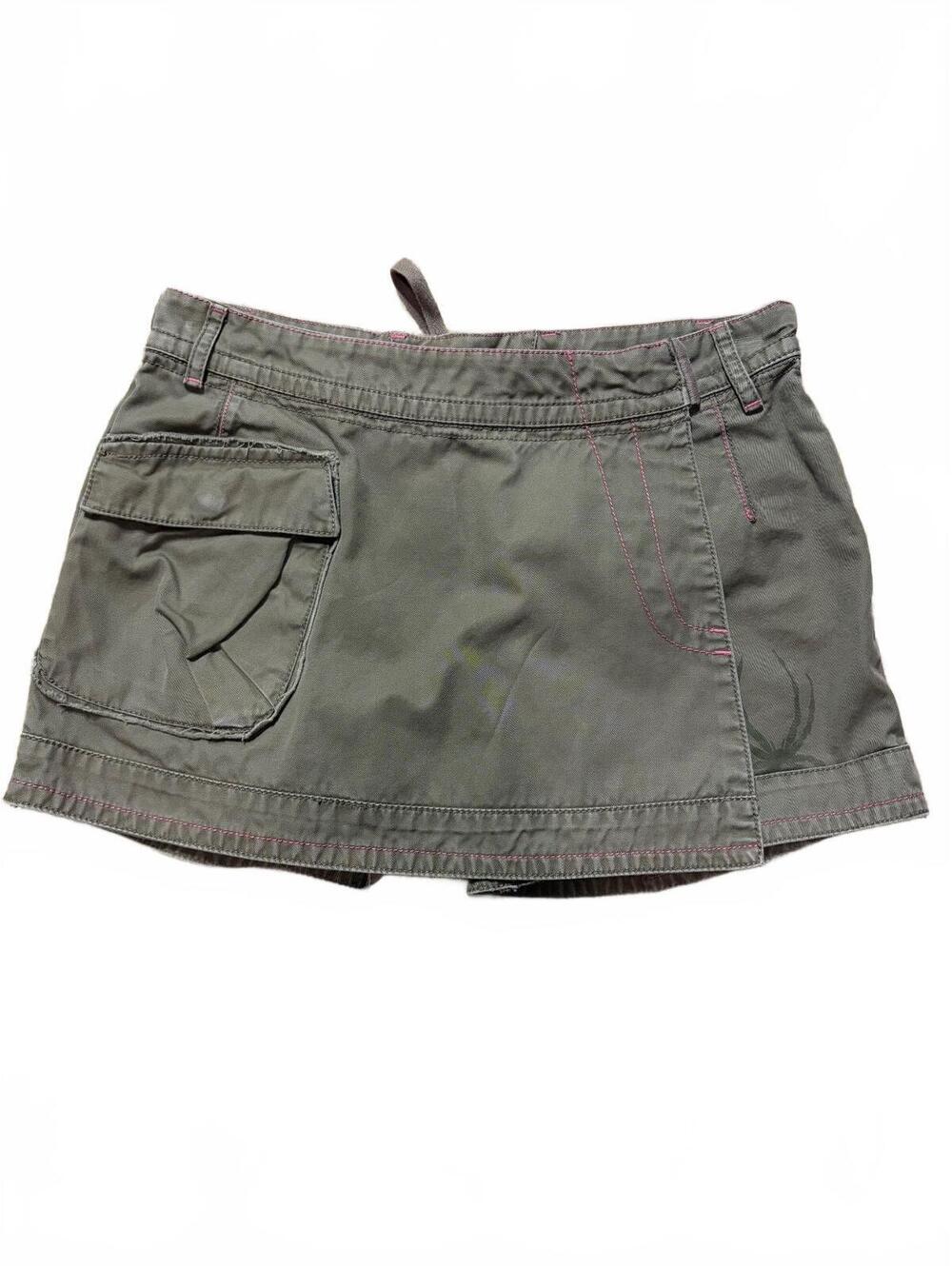 Spyder Women's Olive Green Skort with Pink Stitching and Corset Detail
